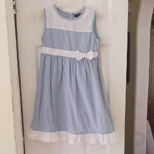 Girls Light Blue and White Bow Sleeveless Formal Dress